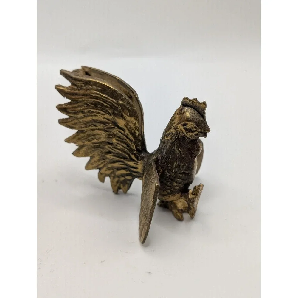 Vintage‎ Brass Rooster Figurine Miniature Fighting Farmhouse Decor 3 Inch